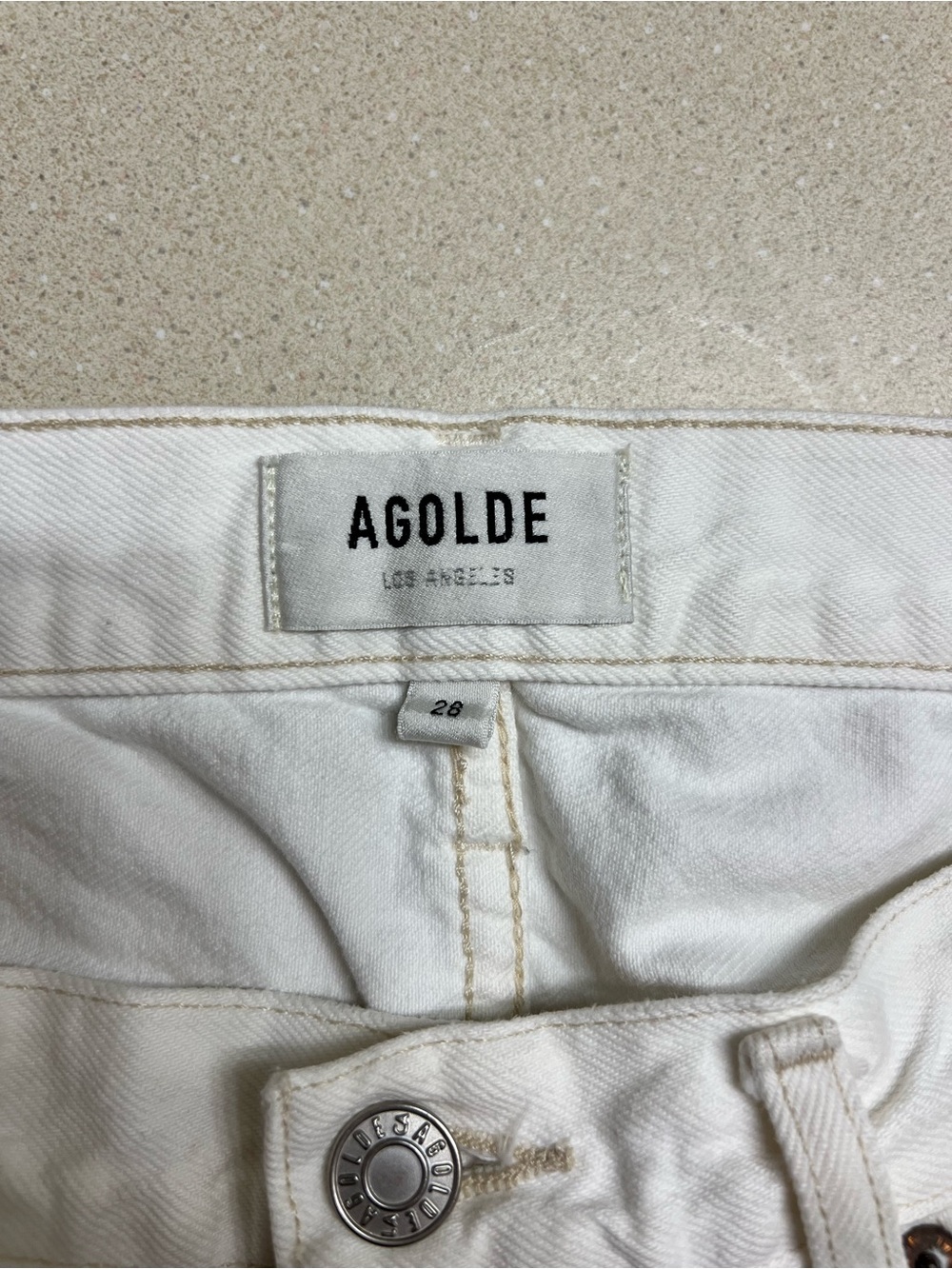 AGOLDE Parker Vintage Cut Off Shorts 28 White High Rise Raw Hem Denim - Picture 11 of 14